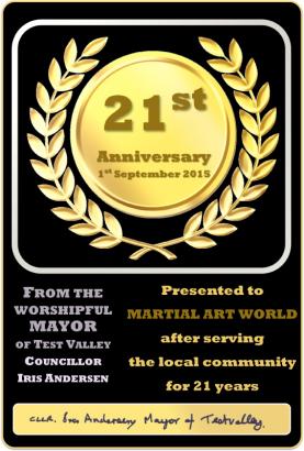 21 Year Award from the Mayor of Test Valley, Councillor Iris Andersen