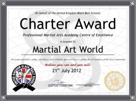 Charter Award - Professional Martial Arts Academy Centre of Excellence